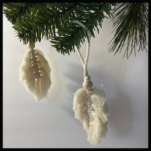 Handmade Macrame Feather Christmas Tree Ornaments